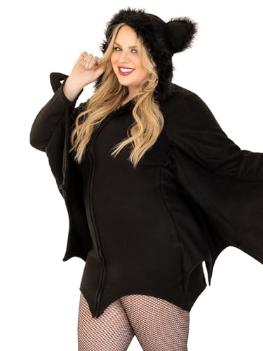 Women's Cozy Bat Costume - Fleece Dress with Hood and Bat Wings