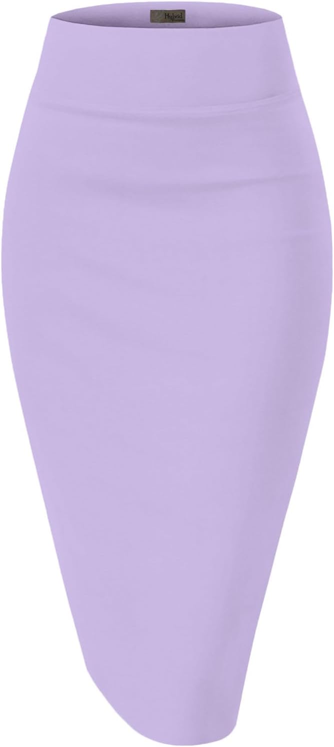 Women's High Waist Pencil Skirt - Premium Stretch Ponte Business Professional Below Knee 1073t-lilac