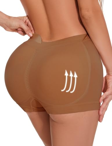 Skims Butt Pads - Butt Lifter Panties Shaperwear for Women Seamless Hip Enahncer Body Shaper Boyshort Padded Underwear Brown