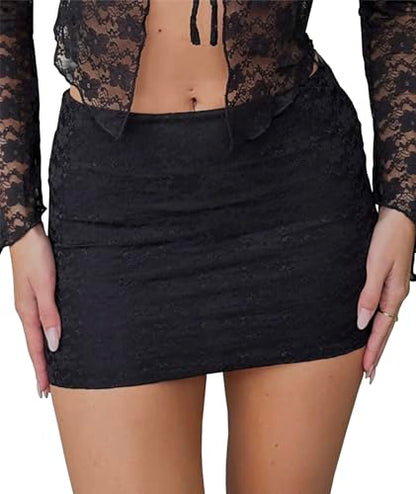 Wrotorea Women's White Mini Skirt Sex Mid-Waist Stretch Fitted Bodycon Short Mini Skirts Black-2