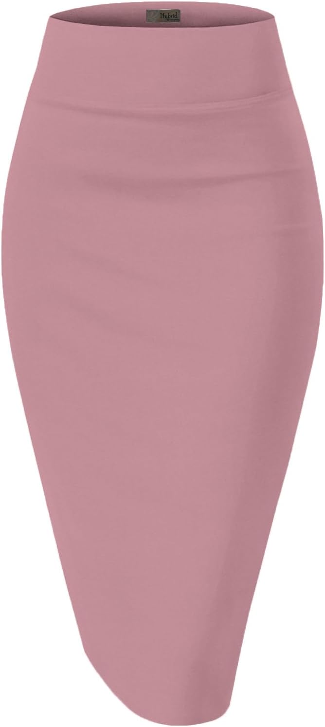Women's High Waist Pencil Skirt - Premium Stretch Ponte Business Professional Below Knee