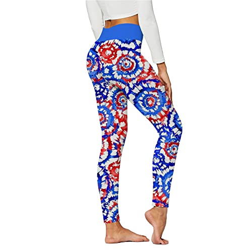 American Flag Pants - Patriotic High Waist Leggings for Women Fourth of July American Flag Patterned Compression Tights Women USA Flag Dark Blue-a