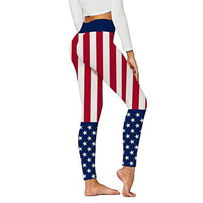 American Flag Pants - Patriotic High Waist Leggings for Women Fourth of July American Flag Patterned Compression Tights Women USA Flag Red-b