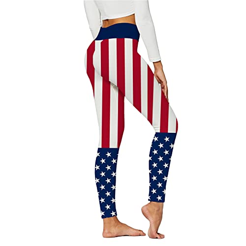 American Flag Pants - Patriotic High Waist Leggings for Women Fourth of July American Flag Patterned Compression Tights Women USA Flag Red-b