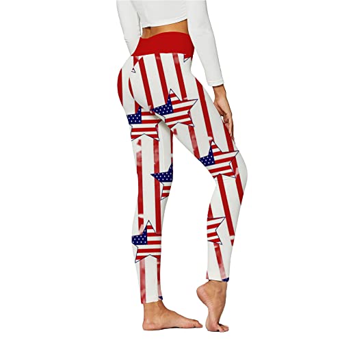 American Flag Pants - Patriotic High Waist Leggings for Women Fourth of July American Flag Patterned Compression Tights Women USA Flag Red-a