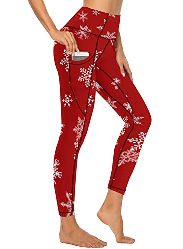 American Flag Pants - QIVICIMA Womens High Waist Workout Leggings Halloween Christmas Gym Plaid Printed Tummy Control Yoga Pants with Pockets D14 Christmas