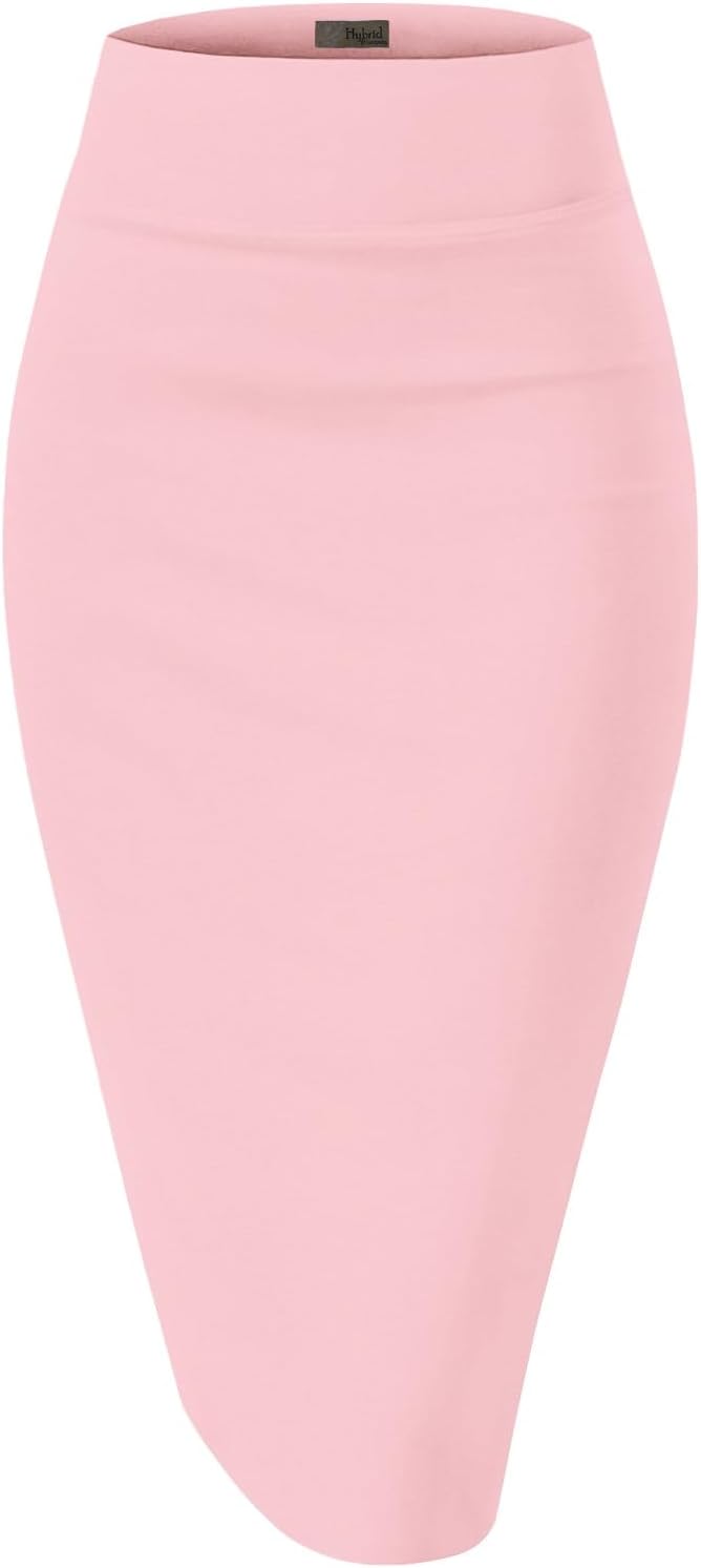 Women's High Waist Pencil Skirt - Premium Stretch Ponte Business Professional Below Knee 1073t-blush