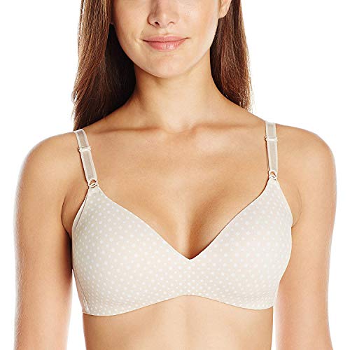 Pink Wear Everywhere Lightly Lined Bra - Warner's Women's No Side Effects Underarm-Smoothing Comfort Wireless Lightly Lined T-Shirt Bra 1056 Butterscotch White Dot Print