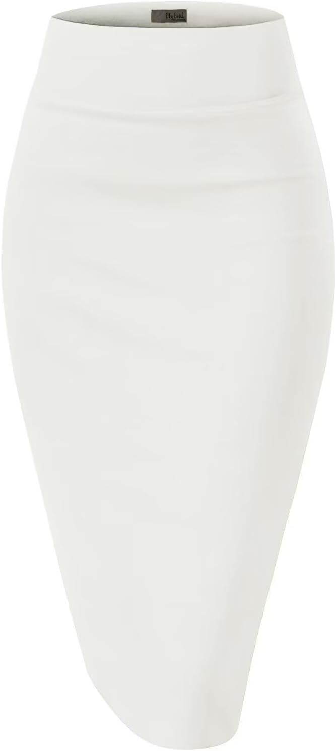 Women's High Waist Pencil Skirt - Premium Stretch Ponte Business Professional Below Knee 1073t-ivory