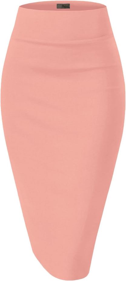 Women's High Waist Pencil Skirt - Premium Stretch Ponte Business Professional Below Knee 1073t-light Cora