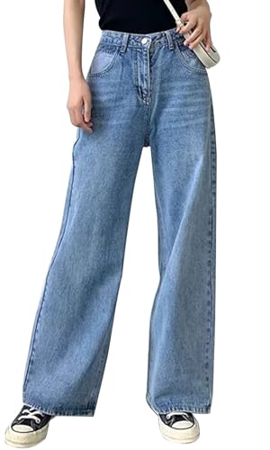Celine Denim Pants - BestGirl Women's Baggy Jeans Pull On Stretchy Loose High Waisted Wide Leg Denim Pants L Blue
