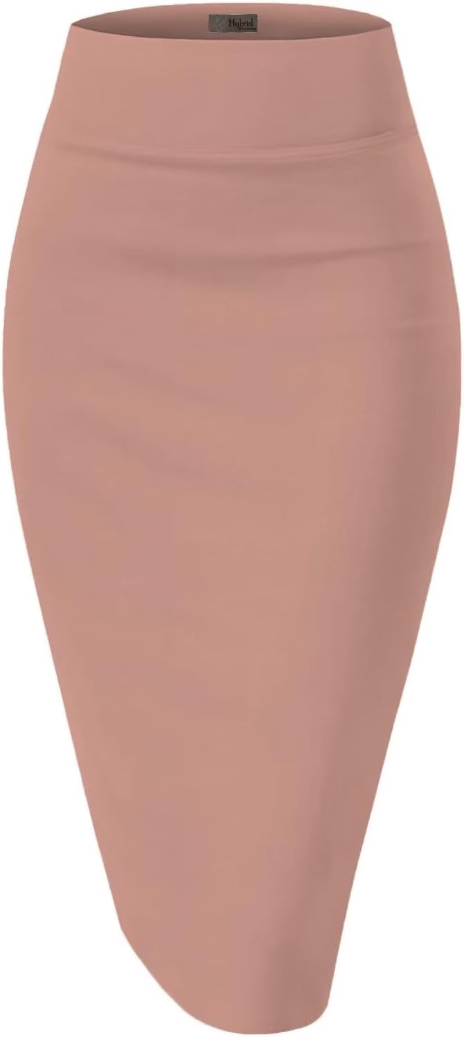Women's High Waist Pencil Skirt - Premium Stretch Ponte Business Professional Below Knee