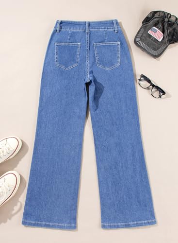 Celine Jeans - Womens Wide Leg Jeans Casual Baggy High Waisted Stretch Denim Pants