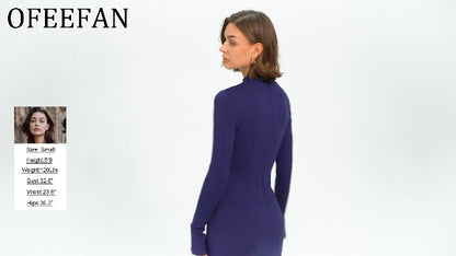 Christmas Party Dress - OFEEFAN Womens Fall Long Sleeve Mock Neck Dress Basic Party Club Bodycon Mini Dresses