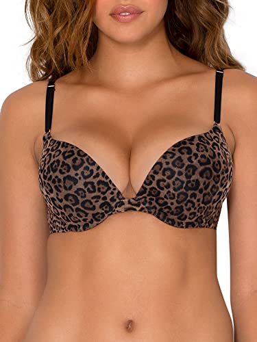 Pink Wear Everywhere Lightly Lined Bra - Smart & Sexy Women's Maximum Cleavage Underwire Push Up Bra Classic Leopard