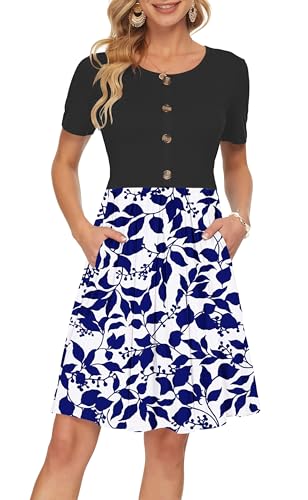 Vanya Maxi Dress in Zebra - Women's Short Sleeve Summer Dress Pleated Button Down Knee Length Dresses with Pockets 2025 Modern Navy Leafs Black