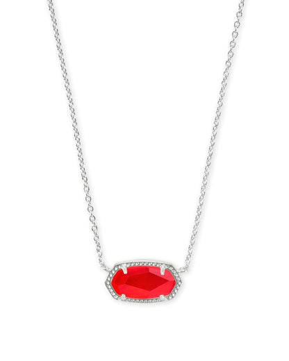 Kendra Scott Elisa Pendant Necklace - 14k Gold Plated Delicate Fashion Jewelry for Women RHODIUM - RED ILLUSION