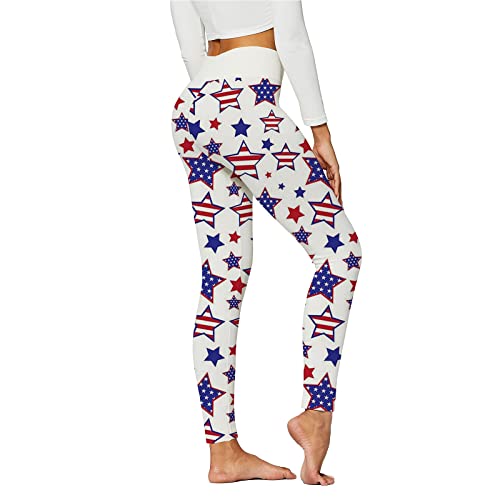 American Flag Pants - Patriotic High Waist Leggings for Women Fourth of July American Flag Patterned Compression Tights Women USA Flag White-a