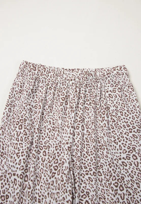 Leopard Button Down Long Sleeve Top and Pants Lounge Set