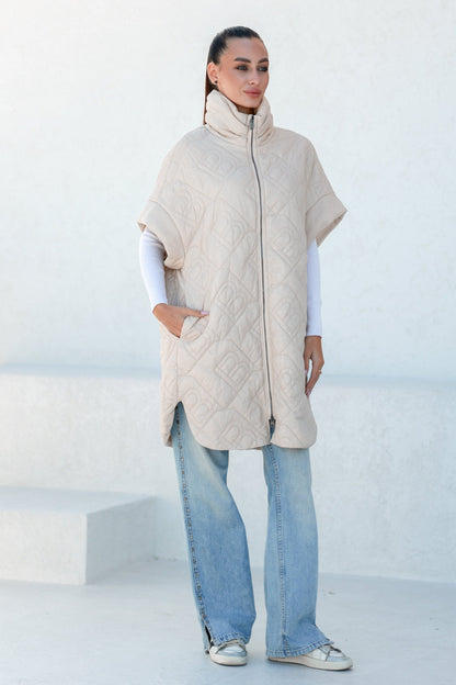 Bianca Relaxed Fit Embossed Vest Beige