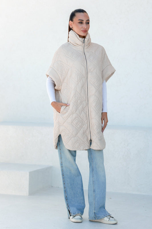 Bianca Relaxed Fit Embossed Vest Beige