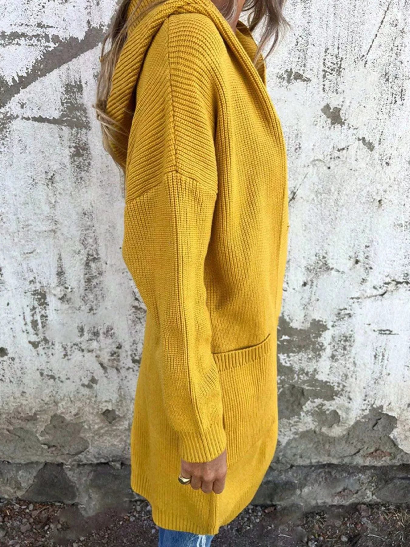 Full Size Button-Down Hooded Cardigan Plus Size