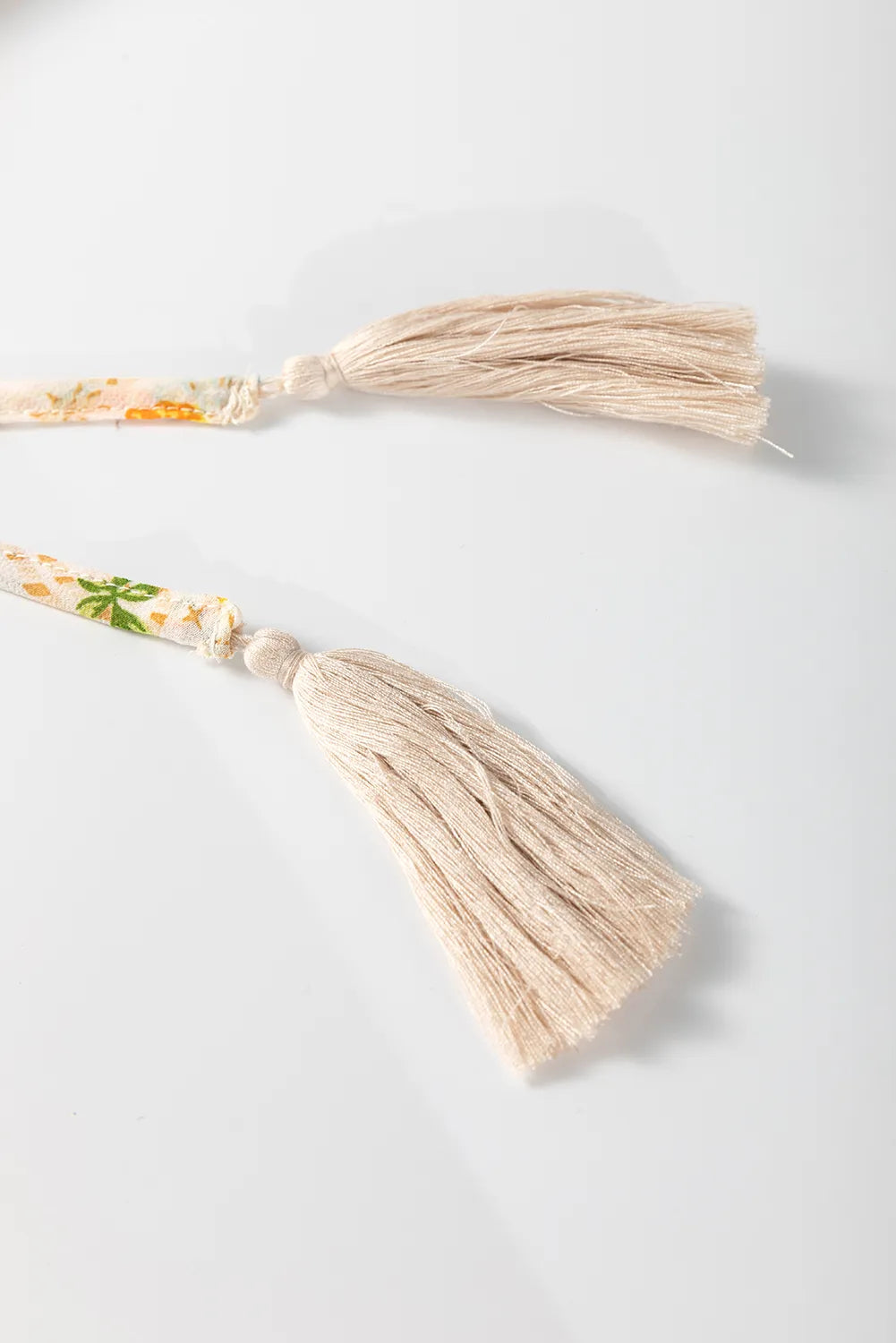 Boho Floral Tassel Tie V Neck Ruffle Wide Sleeve Mini Dress