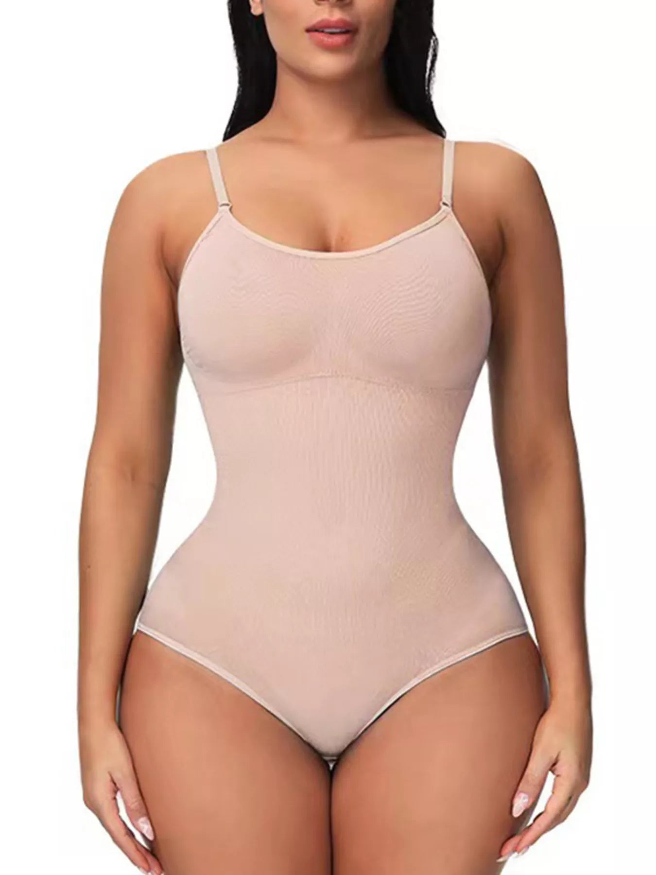 Full Size Seamless Scoop Neck Shaping Bodysuit Plus Size Eggshell