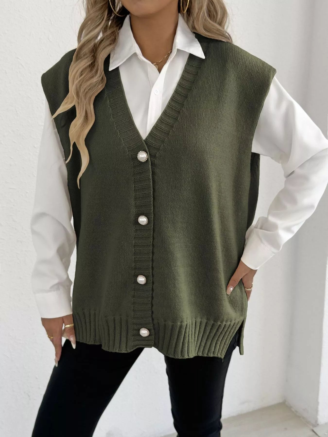 Button-Down Button Up Sweater Vest
