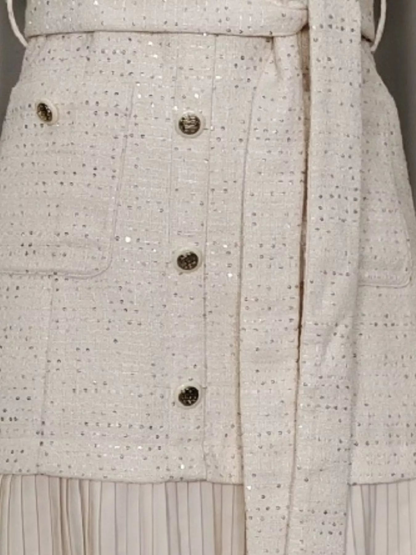 Pleated Hem Round Neck Dress