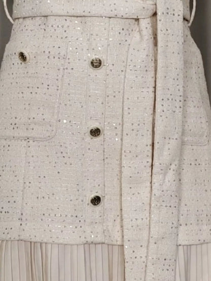 Pleated Hem Round Neck Dress