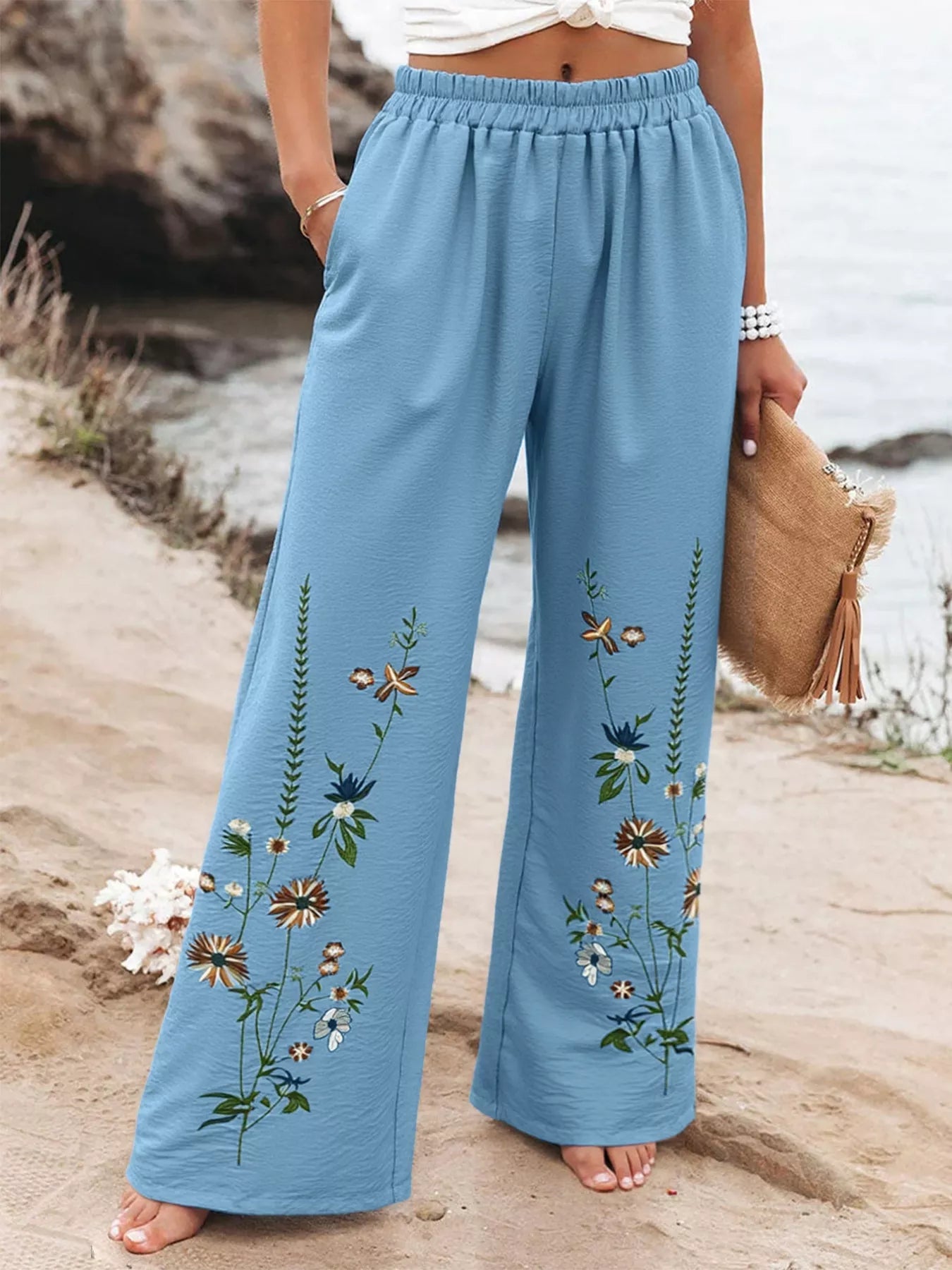 Floral Wide Leg Pants