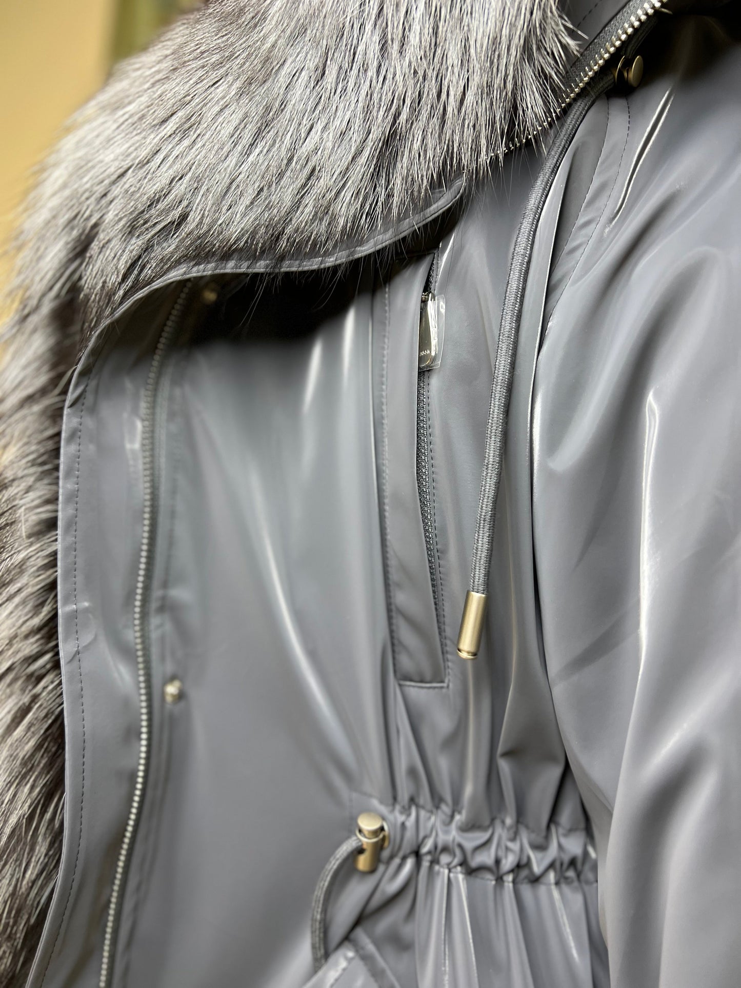 Genuine Silver Fox Fully Lined Hood Rabbit Insulated Parka