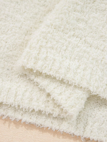 Multicolored Striped Accent Hooded Popcorn Sweater