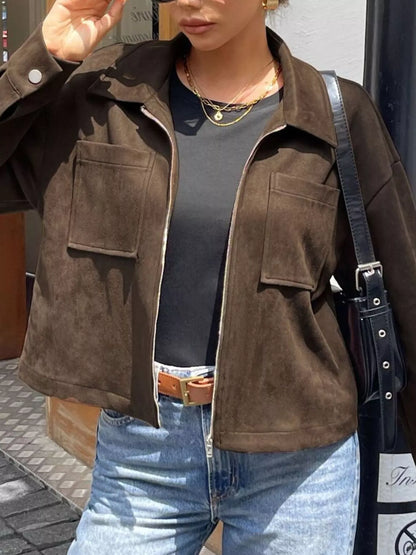 Casual Long Sleeve Zip-Up Jacket