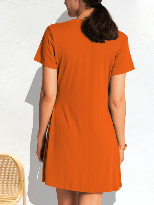 Ruched Short Sleeve Mini Tee Dress