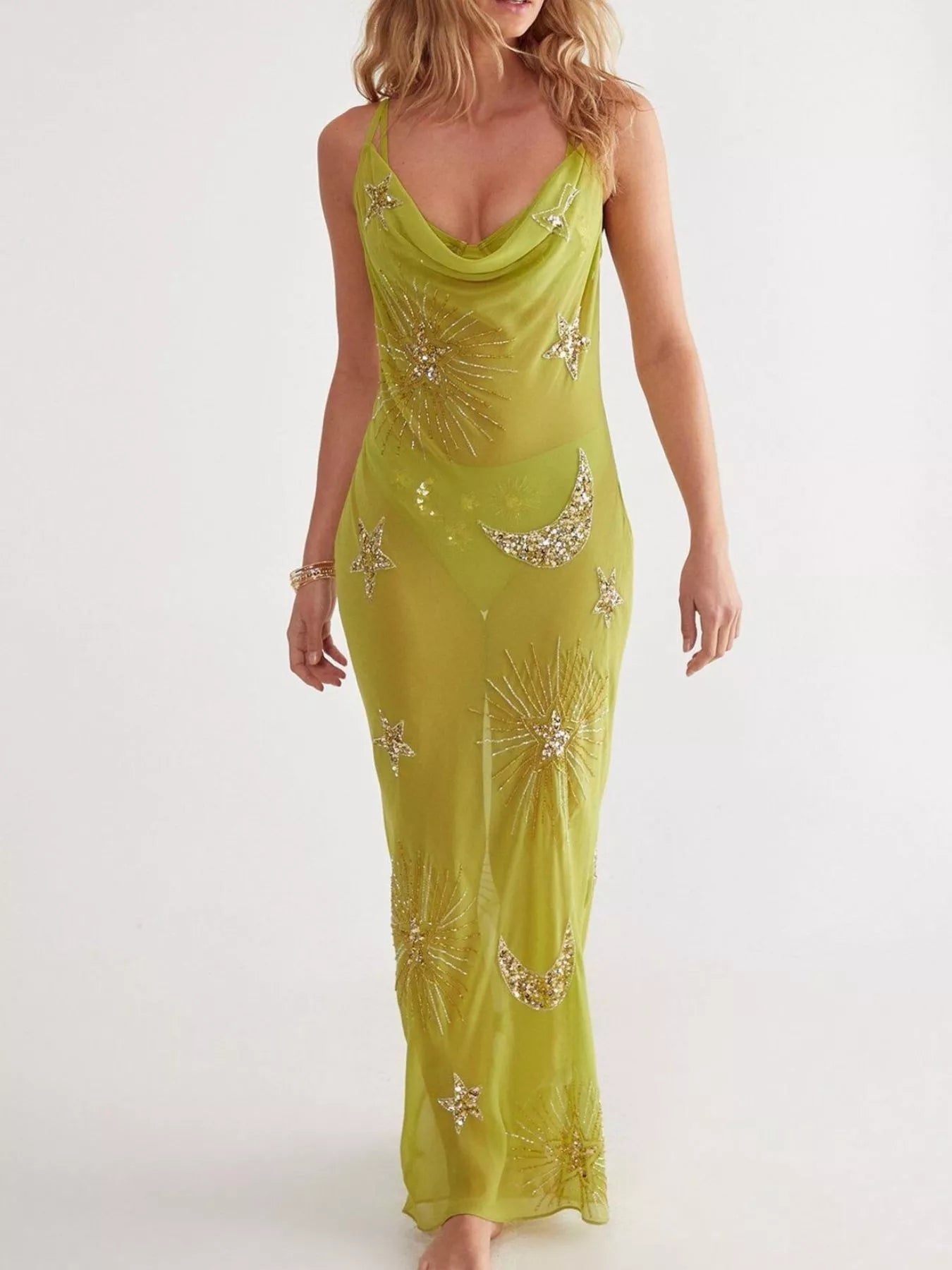 Cowl Neck Maxi Cami Dress