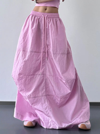 Drawstring Maxi Skirt