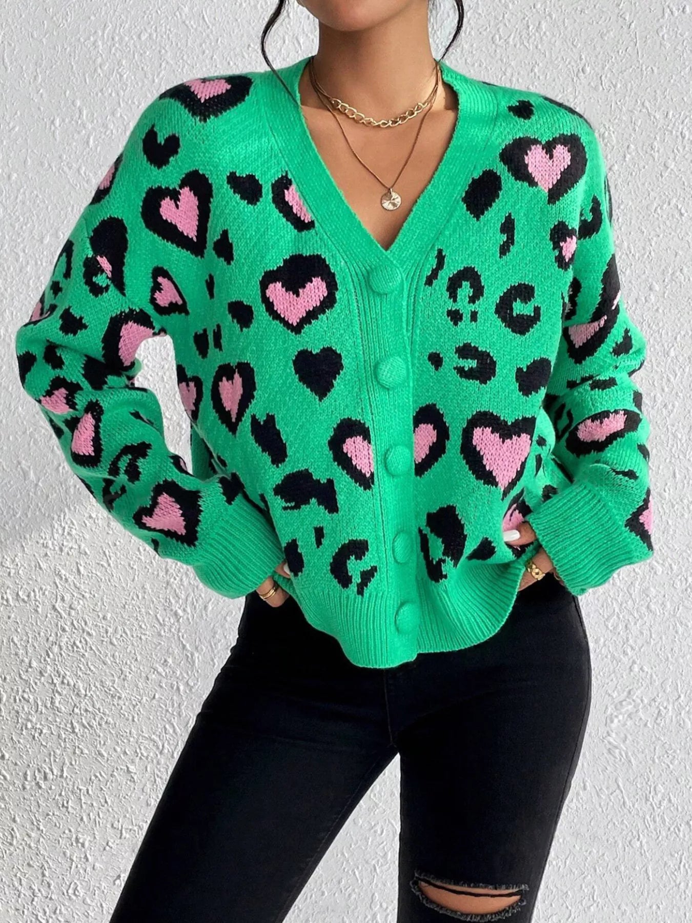 Leopard Button Front Cardigan
