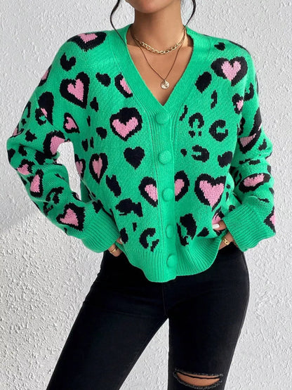 Leopard Button Front Cardigan