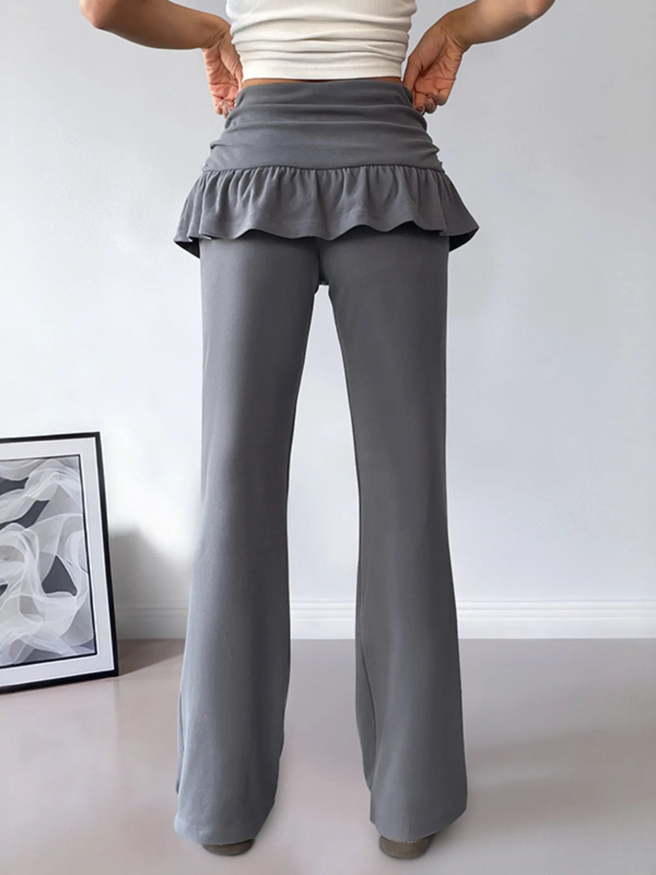 High-Waisted Ruffle Pants