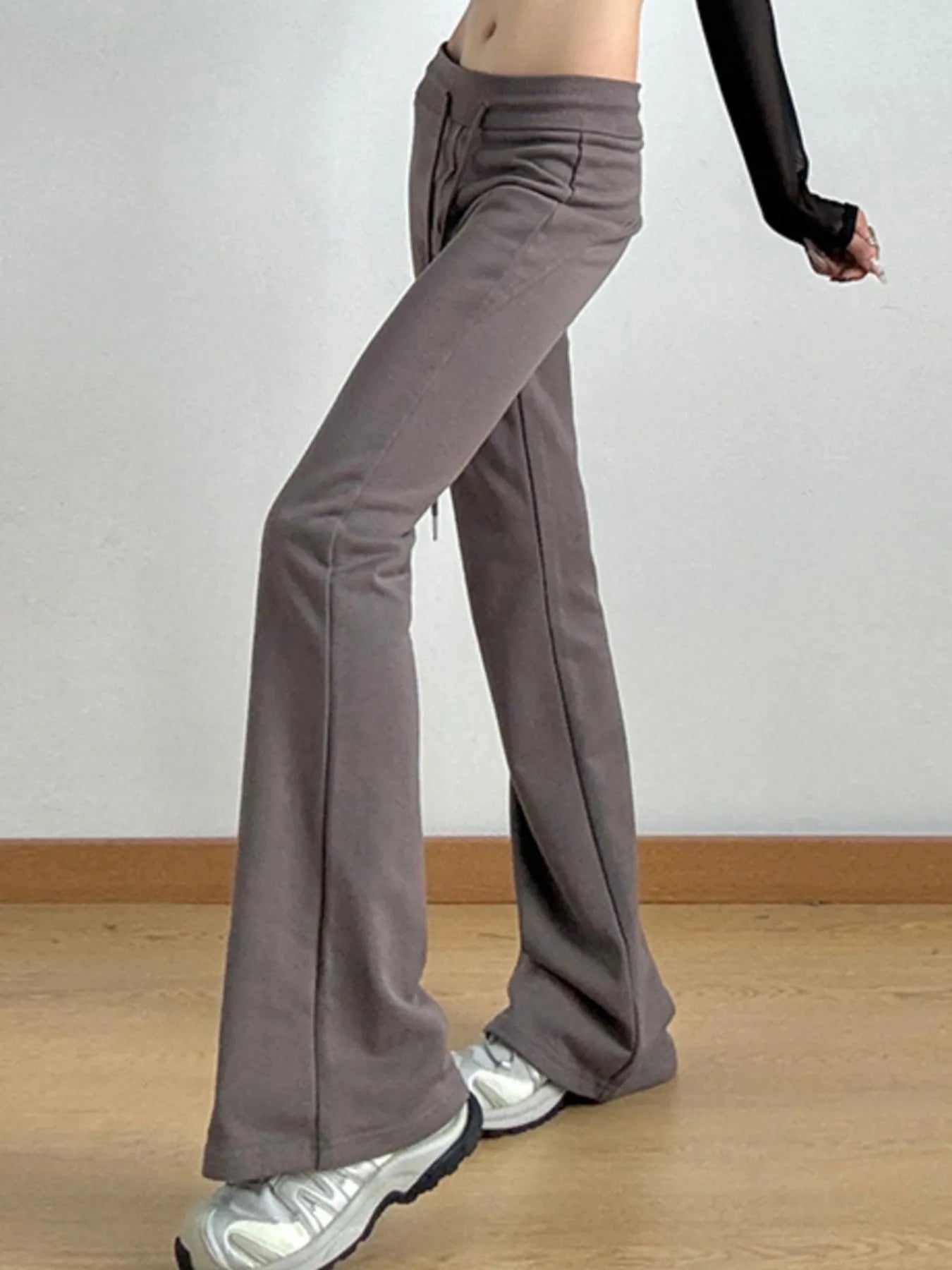 High Waist Flare Drawstring Casual Pants