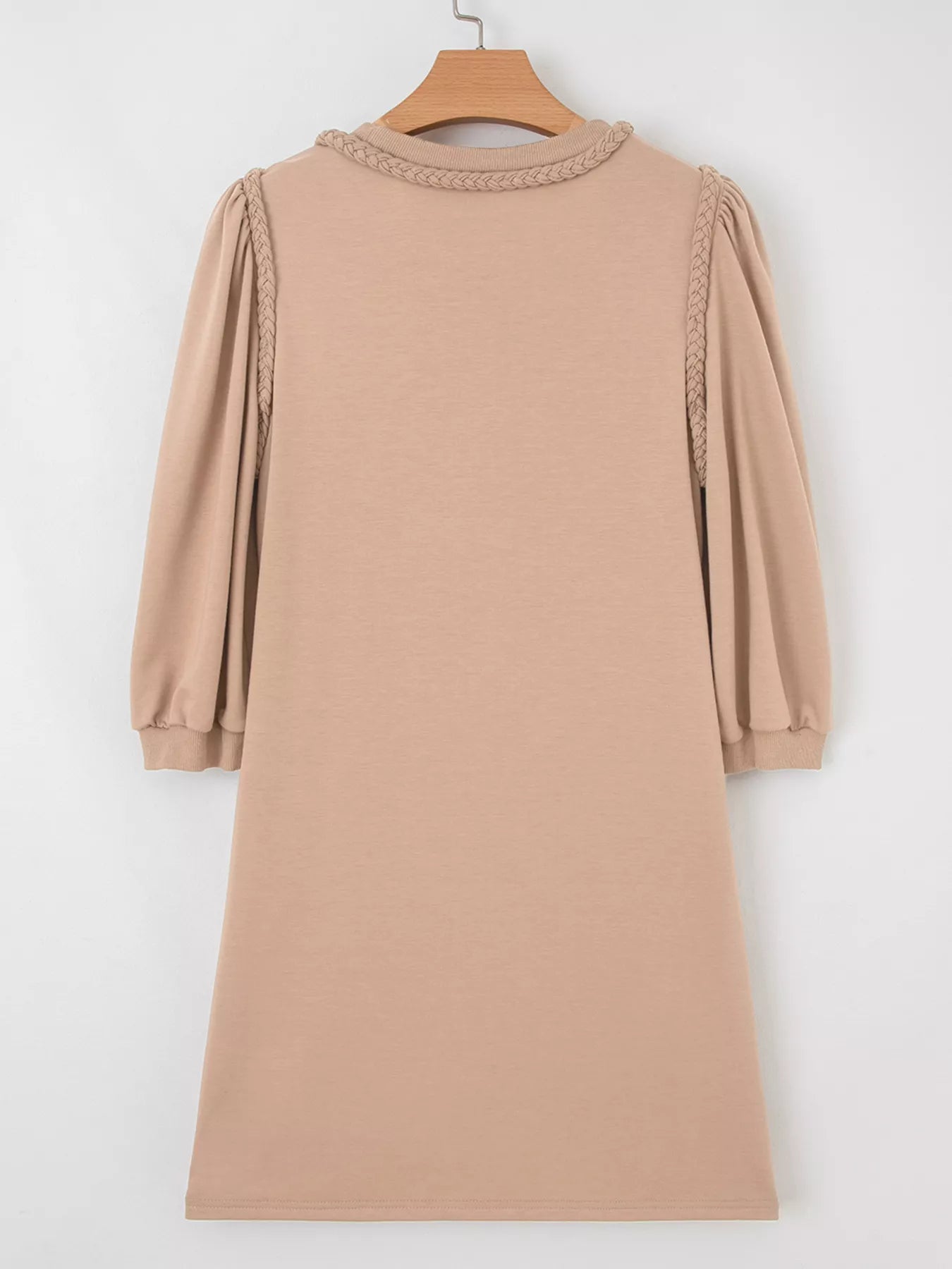 Braided Trim Puff Sleeve Dress