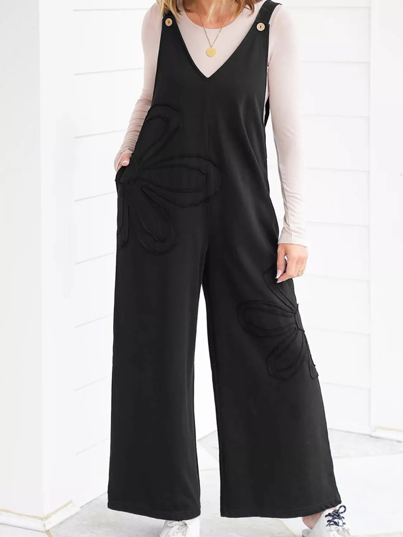 V-Neck Wide Leg Jumpsuit