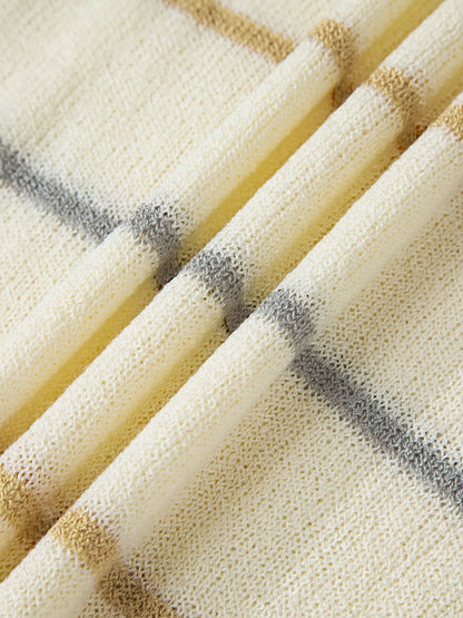 Stripe Striped Ribbed Edge Drop Shoulder Sweater