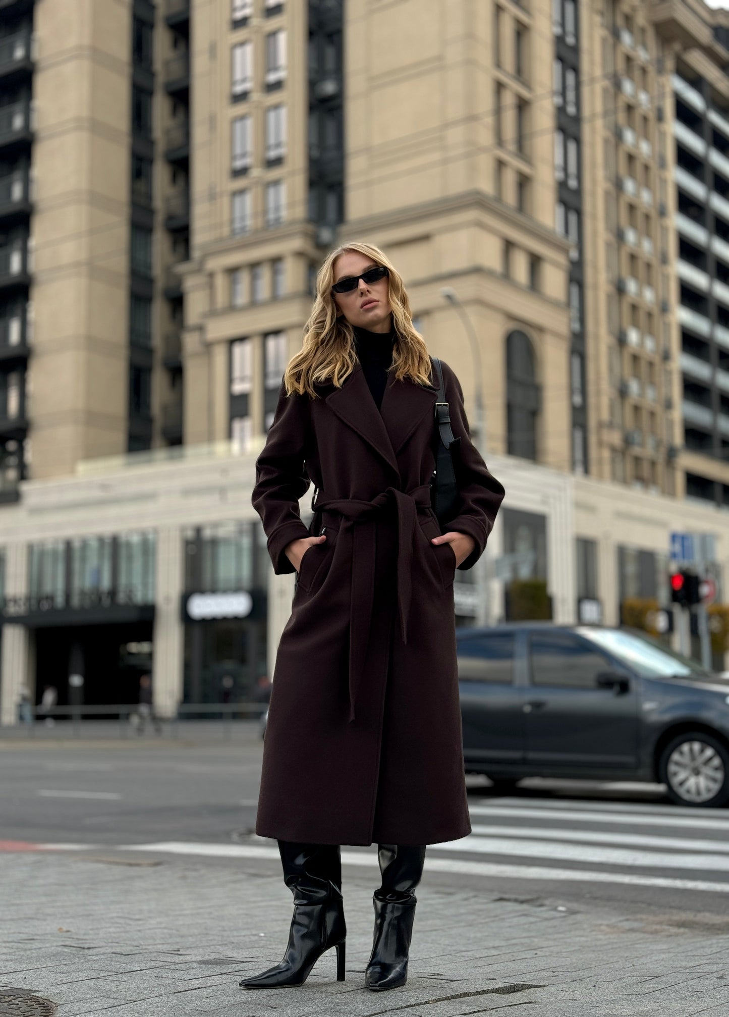 Emily Classic Wool Blend Overcoat in Rich Chocolate