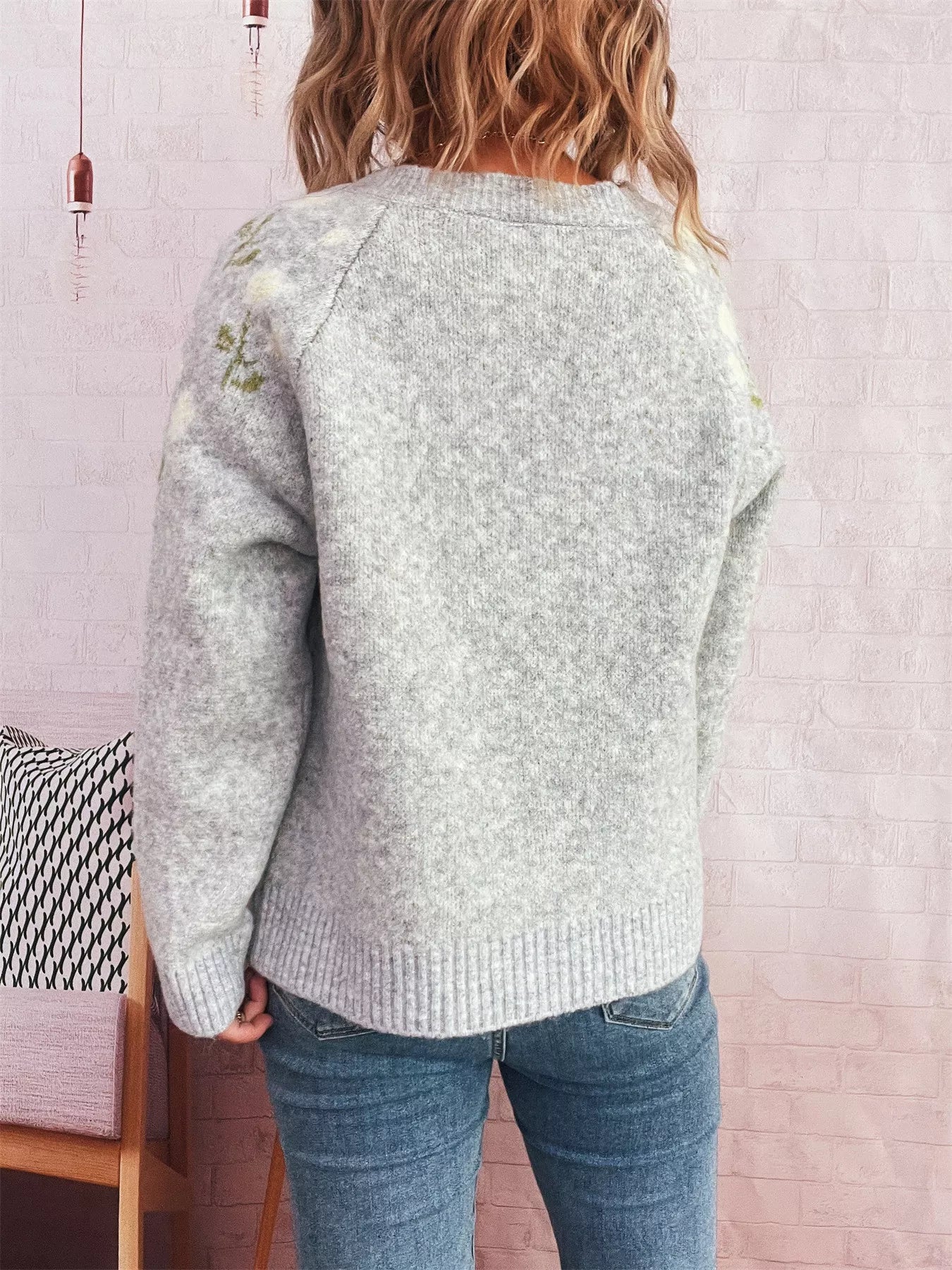 Flower Button Up Long Sleeve Cardigan