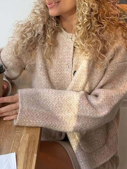 Textured Knit Button-Down Cardigan