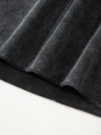 Floral Embroidered Mineral Wash Crew Neck T Shirt