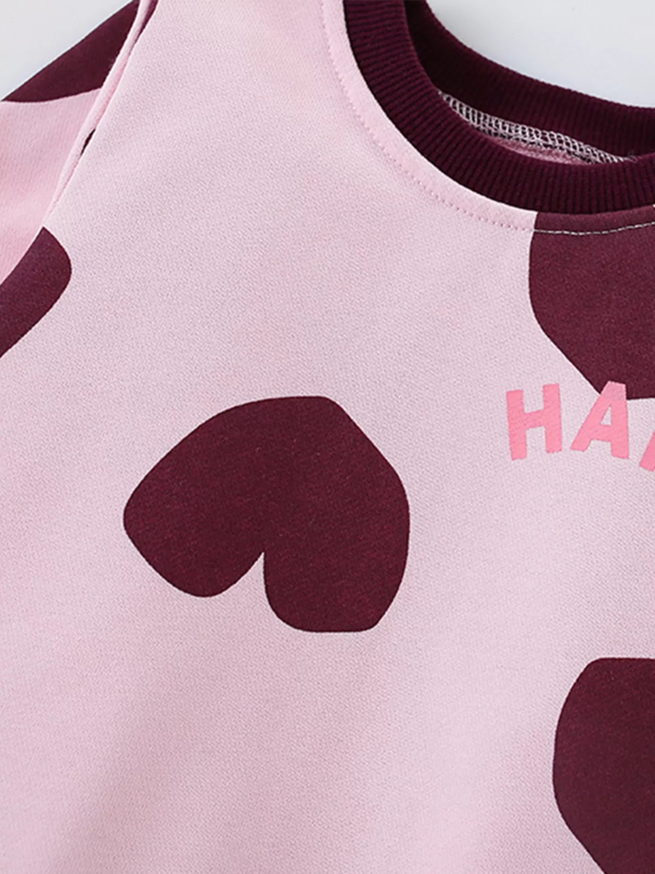 Children's Heart Print Round Neck Sweatshirt